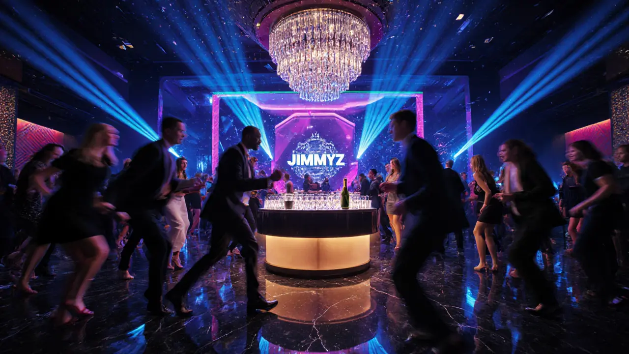 Inside a luxurious Monaco nightclub with dancing crowd and vibrant lighting.