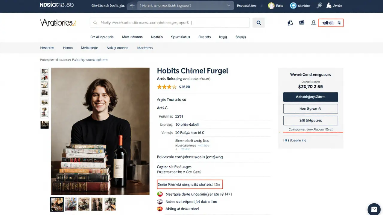 A verified companion profile with candid photo, art books, wine bottle, and clear service details on a clean digital interface.