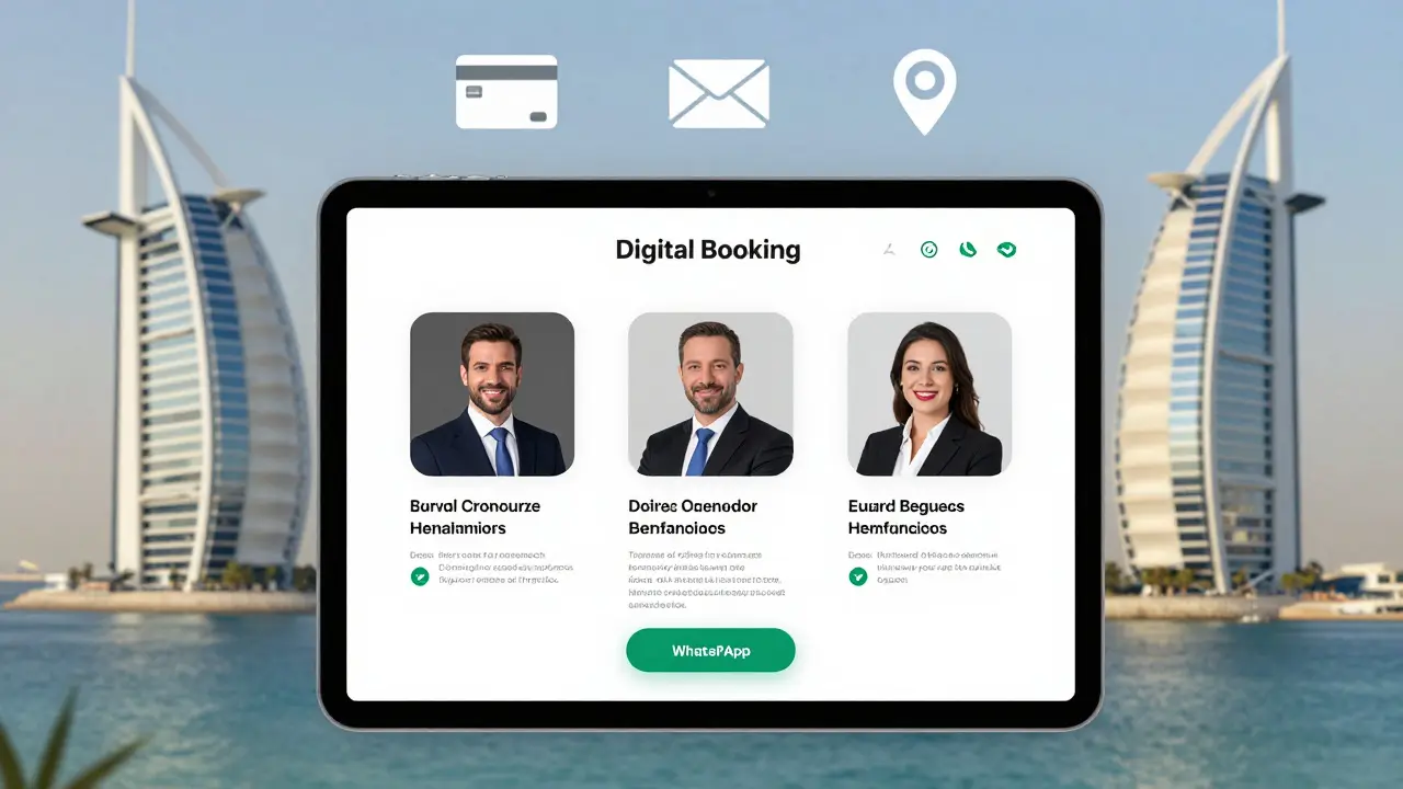 Digital booking interface showing professional companion profiles with verified details.