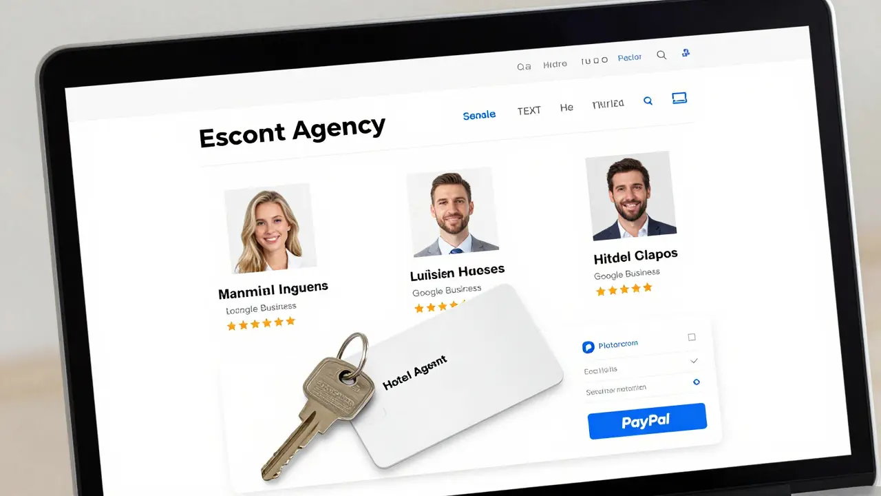 A professional escort agency website displaying verified profiles and secure payment indicators.