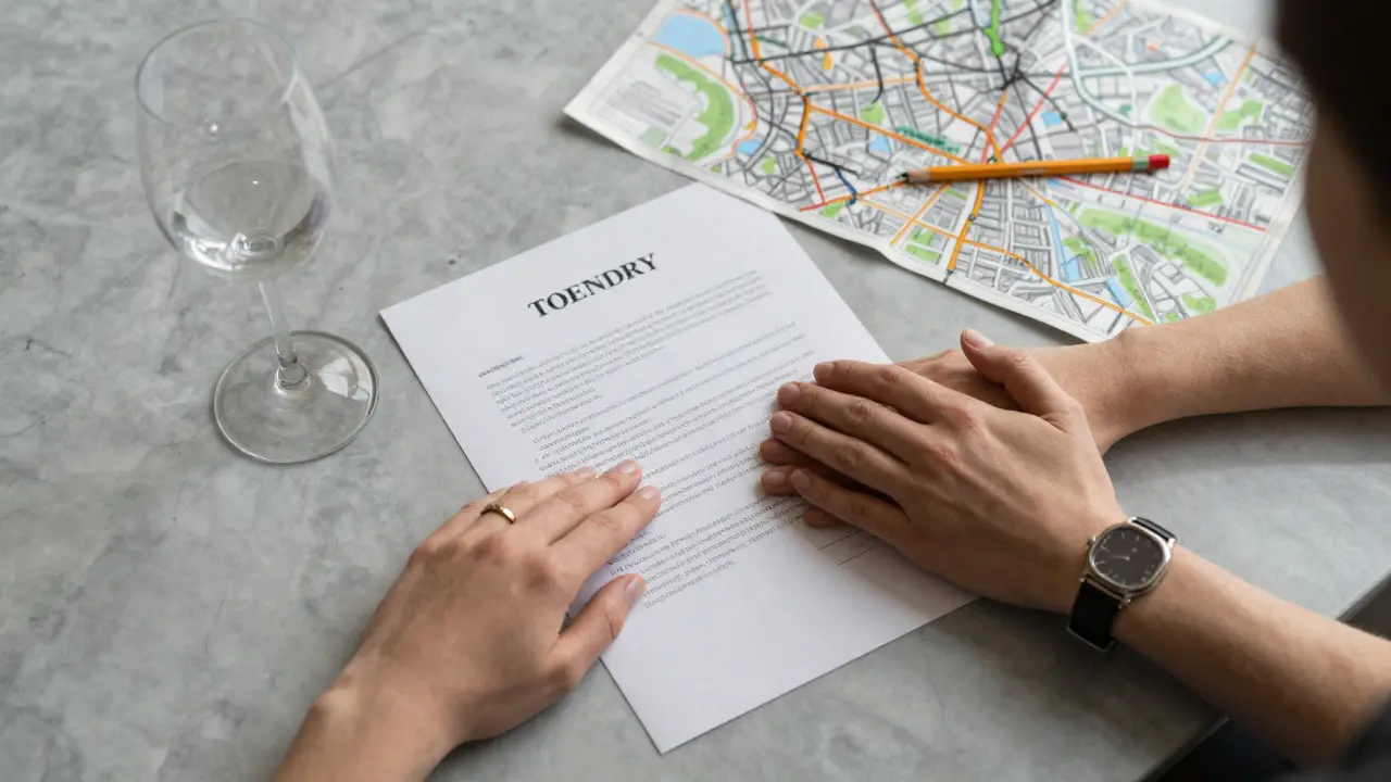 Two hands clasping over a contract and Berlin map, symbolizing mutual respect and clear boundaries.